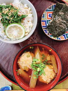 【椎茸粉使用♪】鶏つみれの味噌汁-レシピのメイン写真