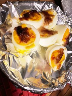 ゆで卵のおかかマヨ焼き-レシピのメイン写真