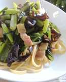 黒きくらげと小松菜の和風パスタ
