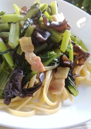 黒きくらげと小松菜の和風パスタ-レシピのメイン写真