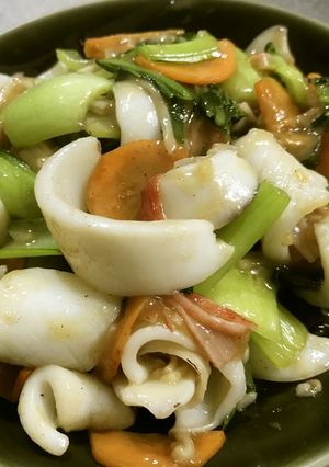 アオリイカと青梗菜オイスター炒め　改訂-レシピのメイン写真