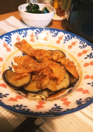 鶏皮消費！パリパリ鶏皮と茄子ポン酢-レシピのメイン写真