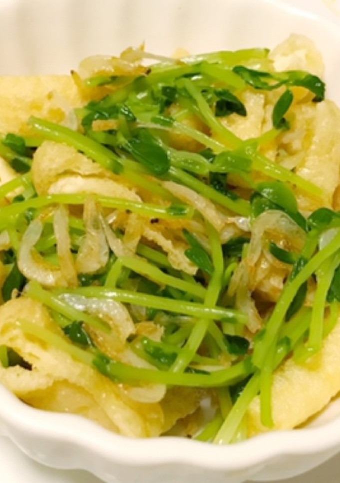 レンジで♪豆苗と油揚げと桜海老の和え物-レシピのメイン写真