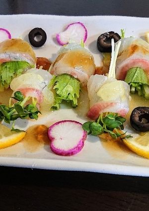 鯛の刺身ロール☆2種の酸っぱジュレのせ-レシピのメイン写真