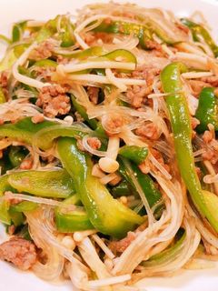 ご飯泥棒☆豚肉ピーマン春雨炒め-レシピのメイン写真