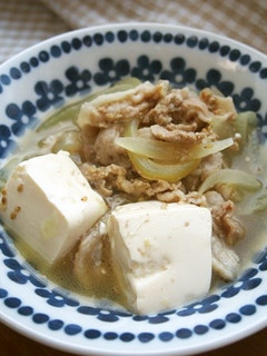 豚こま・豆腐・玉ねぎのあっさり煮♪10分-レシピのメイン写真