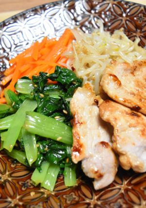 レンジで作るナムルと豚焼き肉-レシピのメイン写真