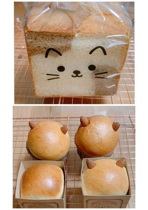 箱入りねこパンと三毛猫角食パンレシピ-レシピのメイン写真