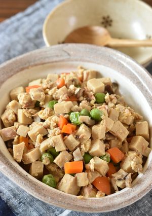 高野豆腐とツナと卵の炒り煮【作り置き】-レシピのメイン写真