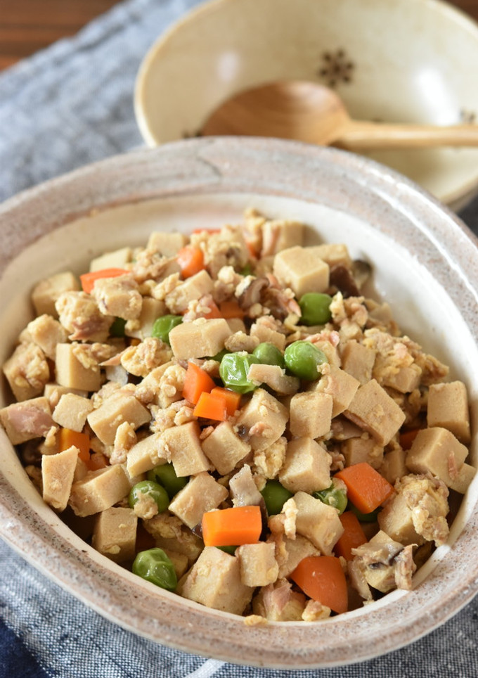 高野豆腐とツナと卵の炒り煮【作り置き】-レシピのメイン写真