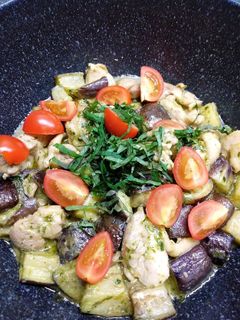 鶏肉ナスのジェノベーゼ炒め-レシピのメイン写真