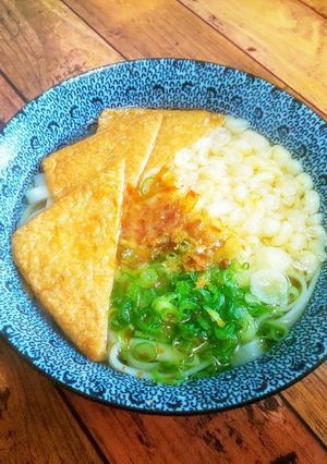 乾麺と白出汁で安くて簡単きつねきしめん-レシピのメイン写真