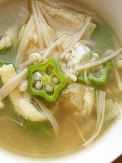 オクラとエノキのとろとろ味噌汁♪-レシピのメイン写真