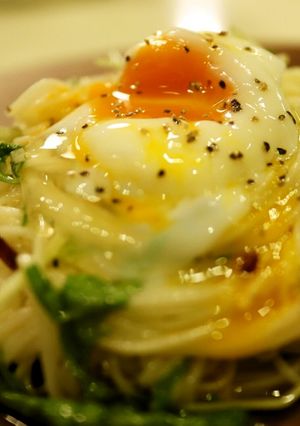 そうめんのペペロンチーノ温玉のせ-レシピのメイン写真