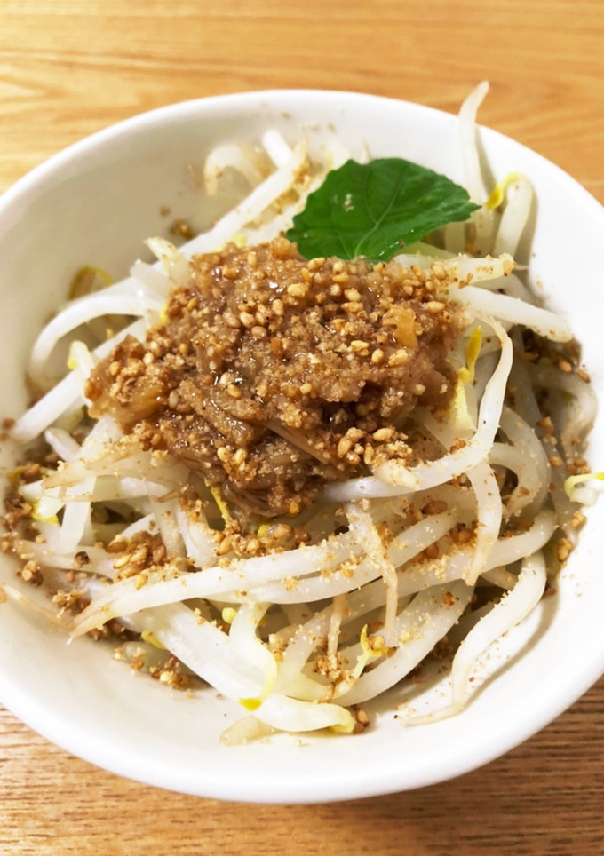 食べてみて！茹でもやしのなめ茸ごま和え-レシピのメイン写真