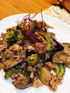 簡単!なすとゴーヤの肉みそ炒め!!-レシピのメイン写真