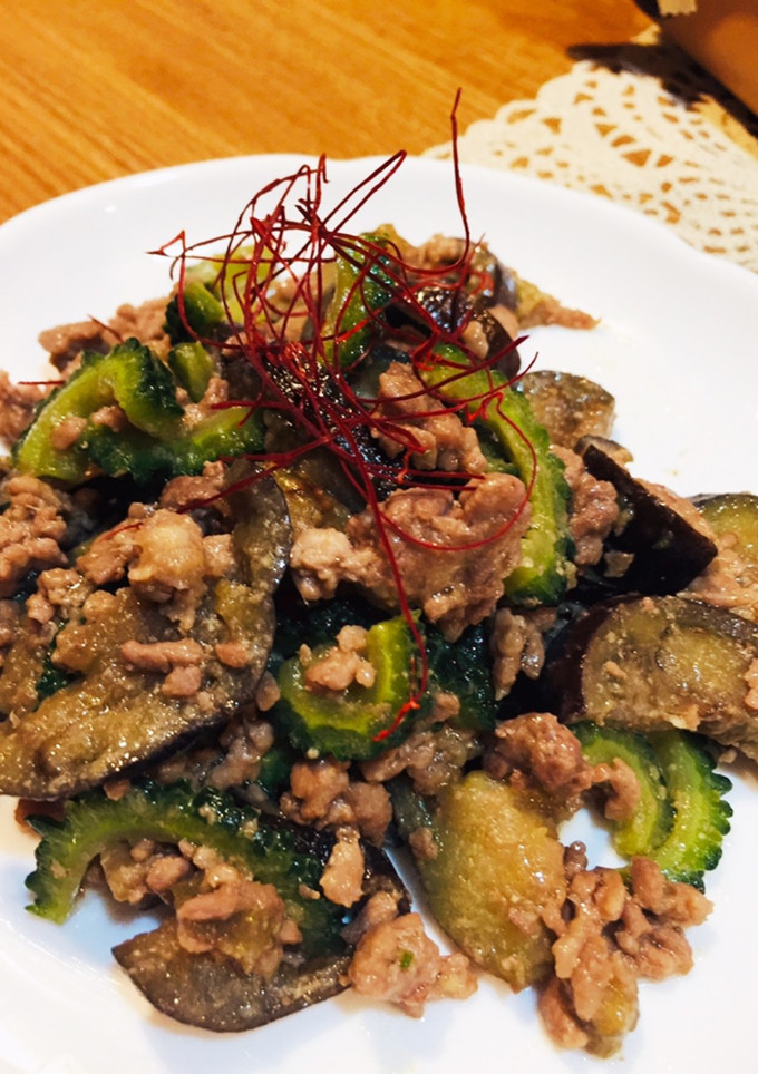 簡単！なすとゴーヤの肉みそ炒め！！-レシピのメイン写真