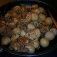フライパンで新里芋と牛肉の炒め煮