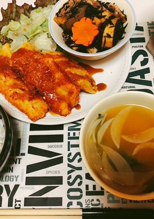 大根とひじきの煮物･鱈ﾌﾗｲ定食/記録用-レシピのメイン写真