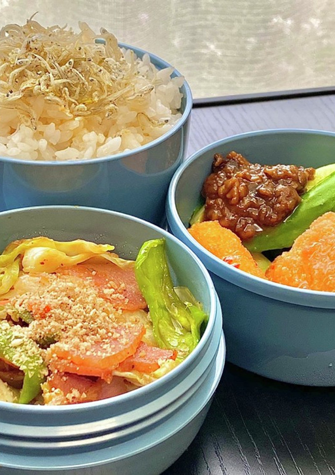 タロの弁当28 焼肉のたれの野菜炒めほか-レシピのメイン写真