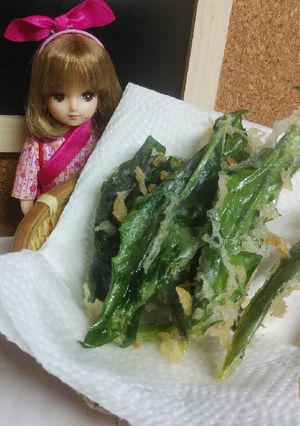 リカちゃん♡金時草の天麩羅☆*｡-レシピのメイン写真