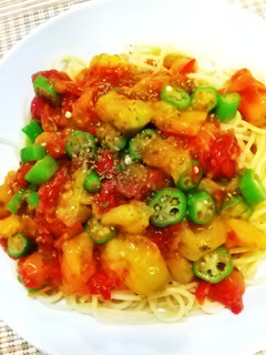 イタリアントマトとオクラの冷製パスタ-レシピのメイン写真