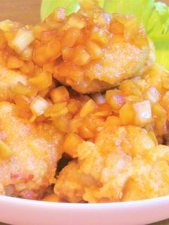 鶏のから揚げ 和風玉ねぎ黒酢だし醤油たれ-レシピのメイン写真