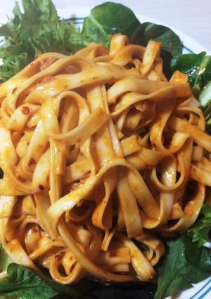 ワンパン^_^胡麻ドレうどんカルボナーラ-レシピのメイン写真