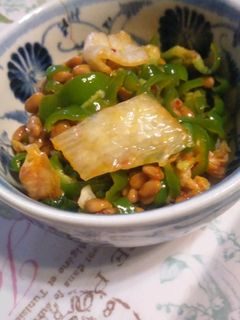 レンジで!ピーマンのキムチ納豆和え-レシピのメイン写真