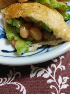 ゴーヤと納豆の油揚げ包み焼き-レシピのメイン写真