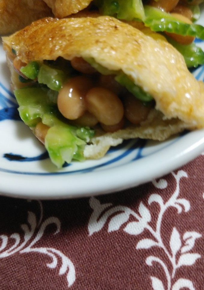 ゴーヤと納豆の油揚げ包み焼き-レシピのメイン写真