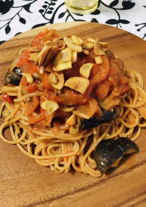 フライドガーリックの全粒粉トマトパスタ-レシピのメイン写真