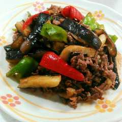 A picture of 秋ナスと牛肉の味噌炒め.