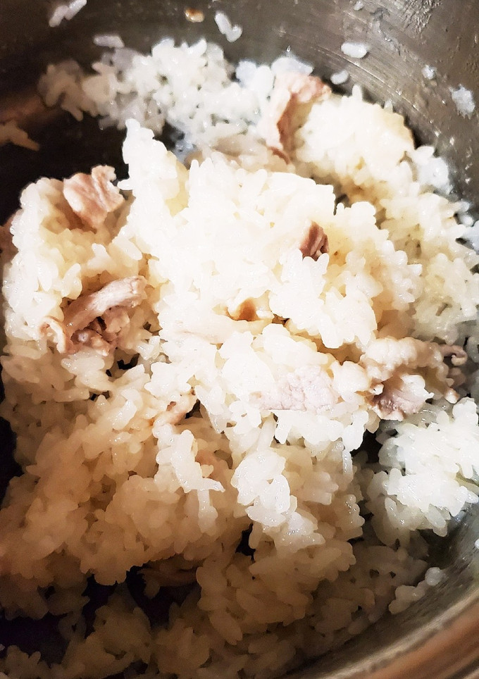 豚ばら肉の飯蒸し(炊飯器で)　(おこわ)-レシピのメイン写真