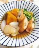 カボチャとごぼう天の煮物～肉じゃが風～