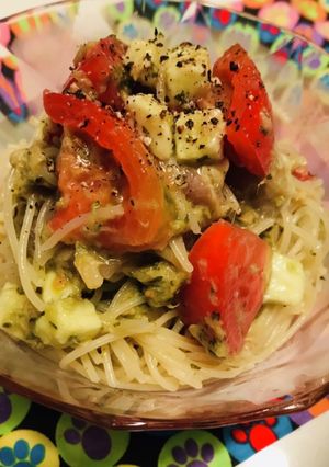 ツナトマトバジル●カプレーゼの冷製パスタ-レシピのメイン写真