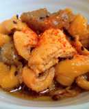 生姜の効いた鶏皮と胸肉のあっさり醤油煮