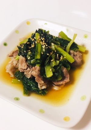 レンジで簡単小松菜と豚肉の鶏ガラしょうゆ-レシピのメイン写真