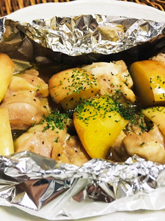 鶏肉とリンゴのハチミツ醤油ホイル焼き-レシピのメイン写真
