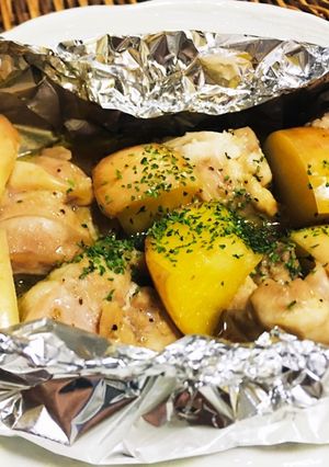 鶏肉とリンゴのハチミツ醤油ホイル焼き-レシピのメイン写真