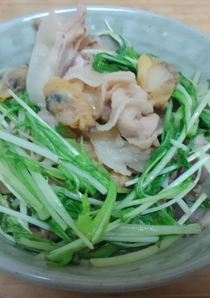 豚肉とあさりの水菜中華煮込み-レシピのメイン写真