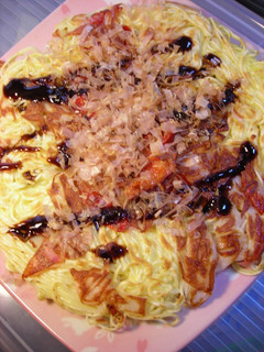 素麺で。お好み焼き風、昼めし-レシピのメイン写真