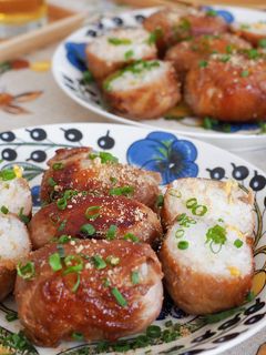 コーン入り!肉巻きおにぎり♡焼肉のたれで-レシピのメイン写真