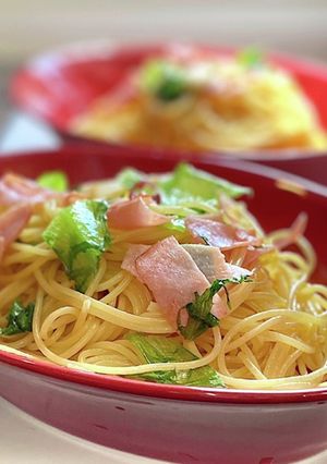 簡単!ハムとレタスのペペロンチーノ風-レシピのメイン写真