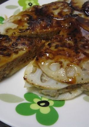 薄切りれんこん♪ハンバーグ-レシピのメイン写真