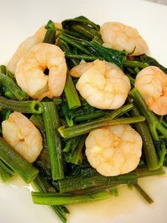 アジアン風♪エビと空芯菜の炒め物-レシピのメイン写真