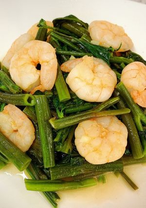 アジアン風♪エビと空芯菜の炒め物-レシピのメイン写真