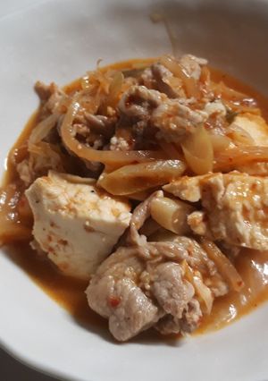 簡単豚こま豆腐チゲ☆冷蔵庫にある材料で-レシピのメイン写真