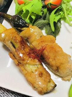 今日の夕飯のおかずは肉巻きナスの生姜焼き-レシピのメイン写真