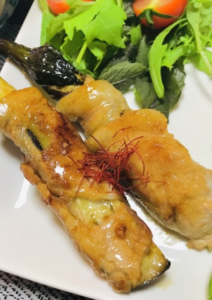 今日の夕飯のおかずは肉巻きナスの生姜焼き-レシピのメイン写真